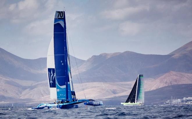 MOD70 duel: Tony Lawson's Concise 10 andLloyd Thornburg's Phaedo3 - 2015 RORC Transatlantic Race © RORC / James Mitchell